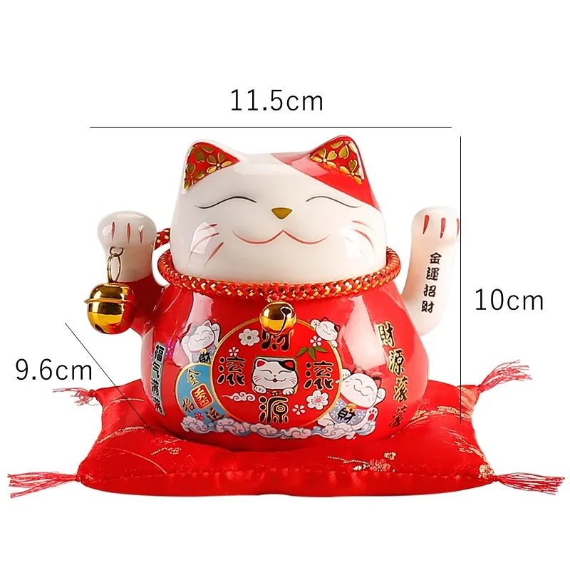 Imagem -05 - Cerâmica Beckoning Lucky Cat Alimentado por Pilhas Fortune Cat Acenando Braço Maneki Neko Gift Box Decoração do Lar Peça Central 45