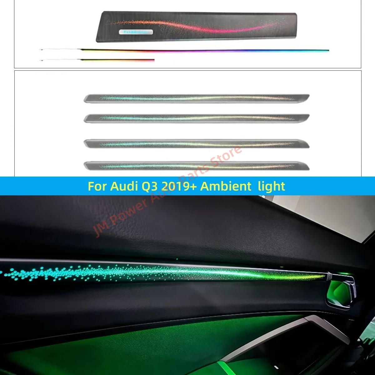LED Ambient Light  For Audi Q3 201-2025 Atmosphere Lamp Car interior lighting Upgrade car accessories Silver decorative strip