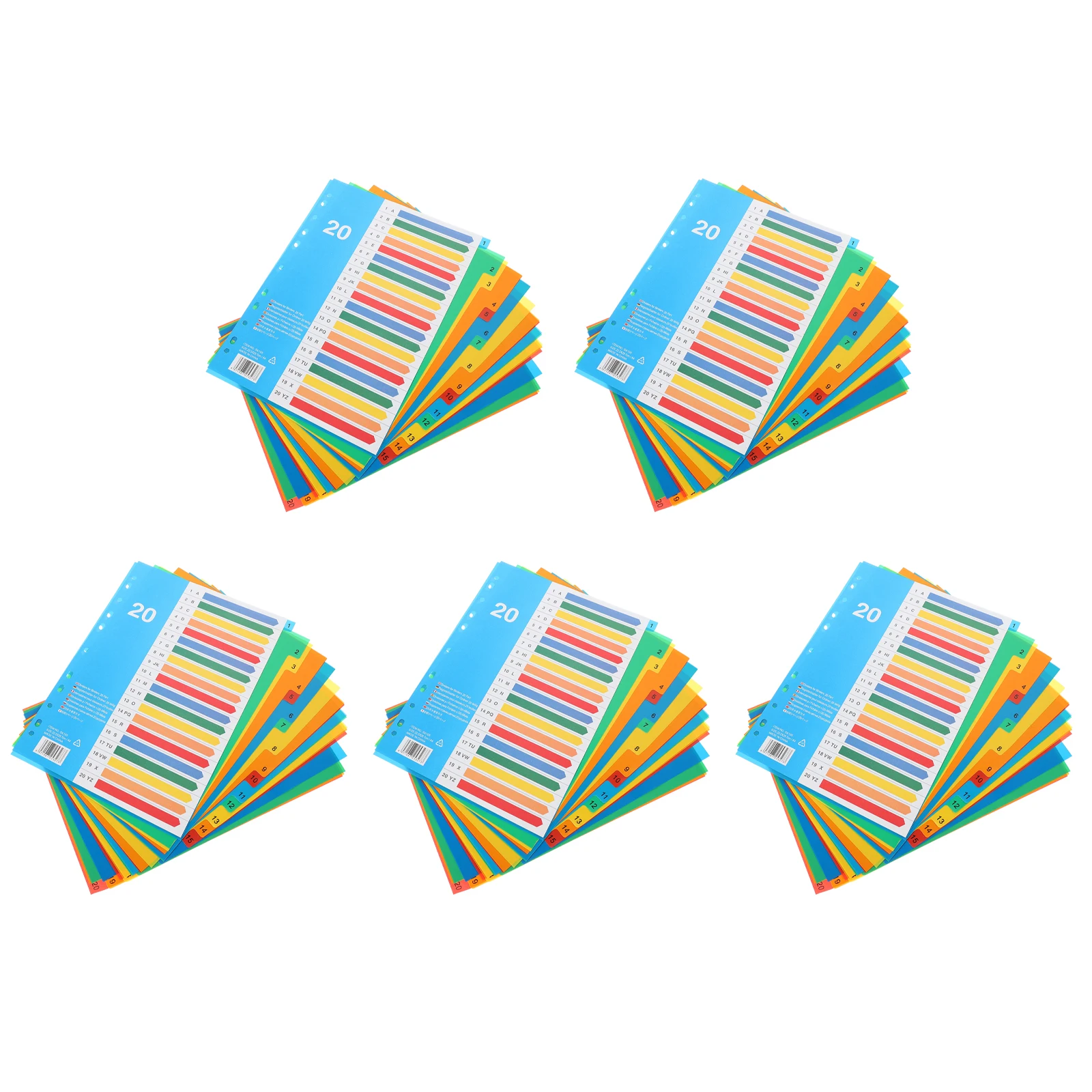 5pcs A4 Folder Inner Core Colorful Tabs Binder Dividers Office Supplies Notebook Accessories Plastic Material