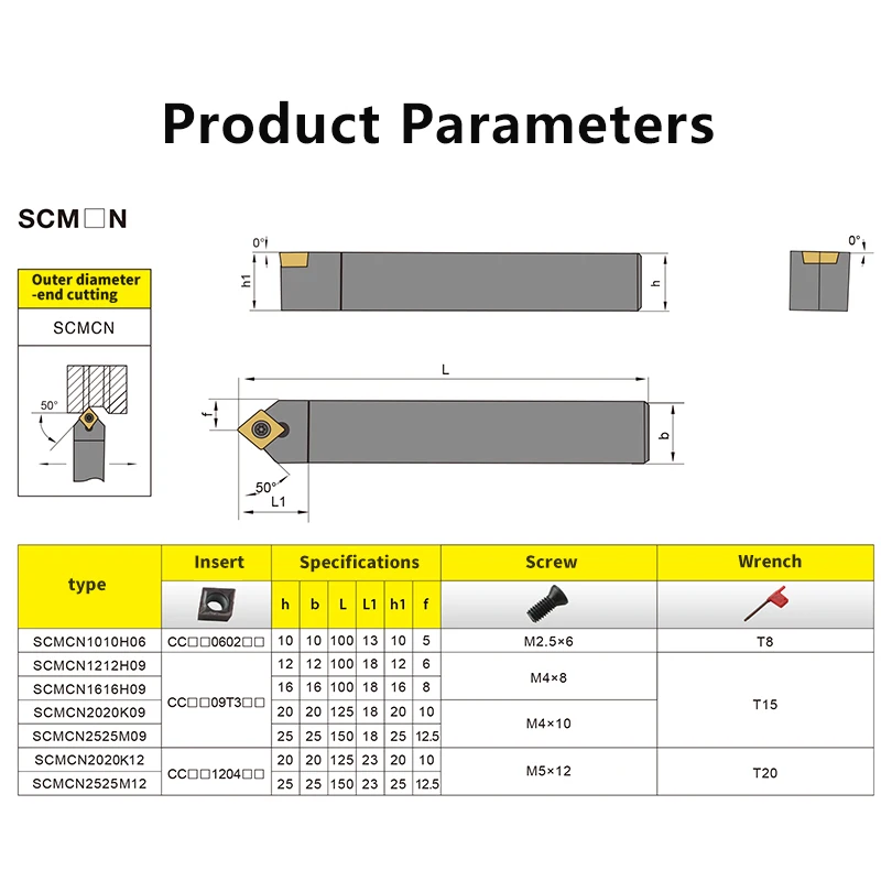 SCMCN1010 SCMCN1212 SCMCN1414 SCMCN1616SCMCN2020 SCMCN2525 External Turning Tool CNC Cutter Bar SCMCN Lathe Bar Turning Holder