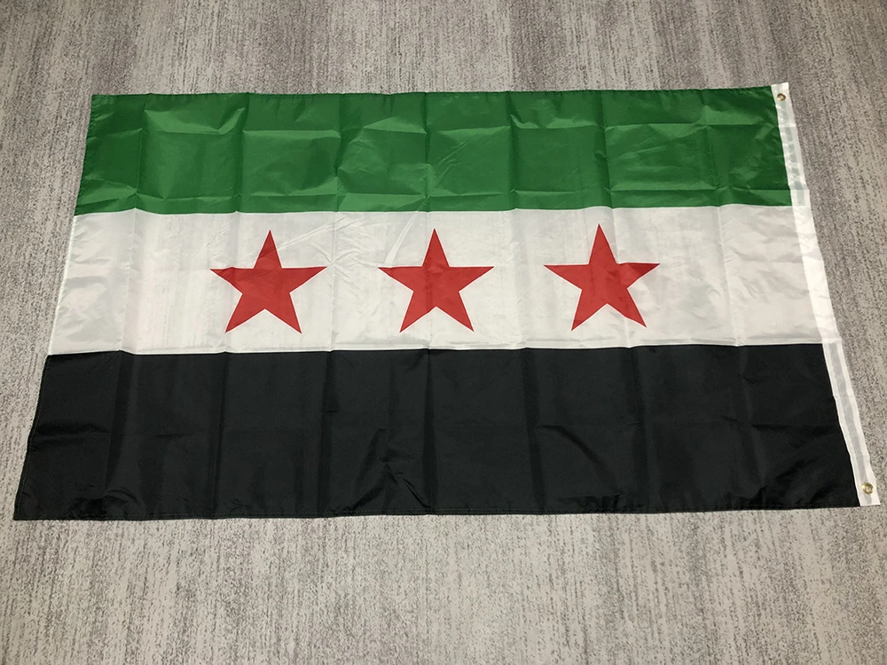 superonezxz flag Syria flag 90*150cm The Syrian Arab Republic Syrian three star flag double penetration polyester Hanging Banner