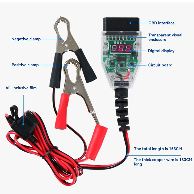 أداة استبدال بطارية السيارة العالمية obd2، كمبيوتر السيارة، وحدة التحكم الإلكترونية، موفر الذاكرة، كابل إمداد الطاقة في حالات الطوارئ