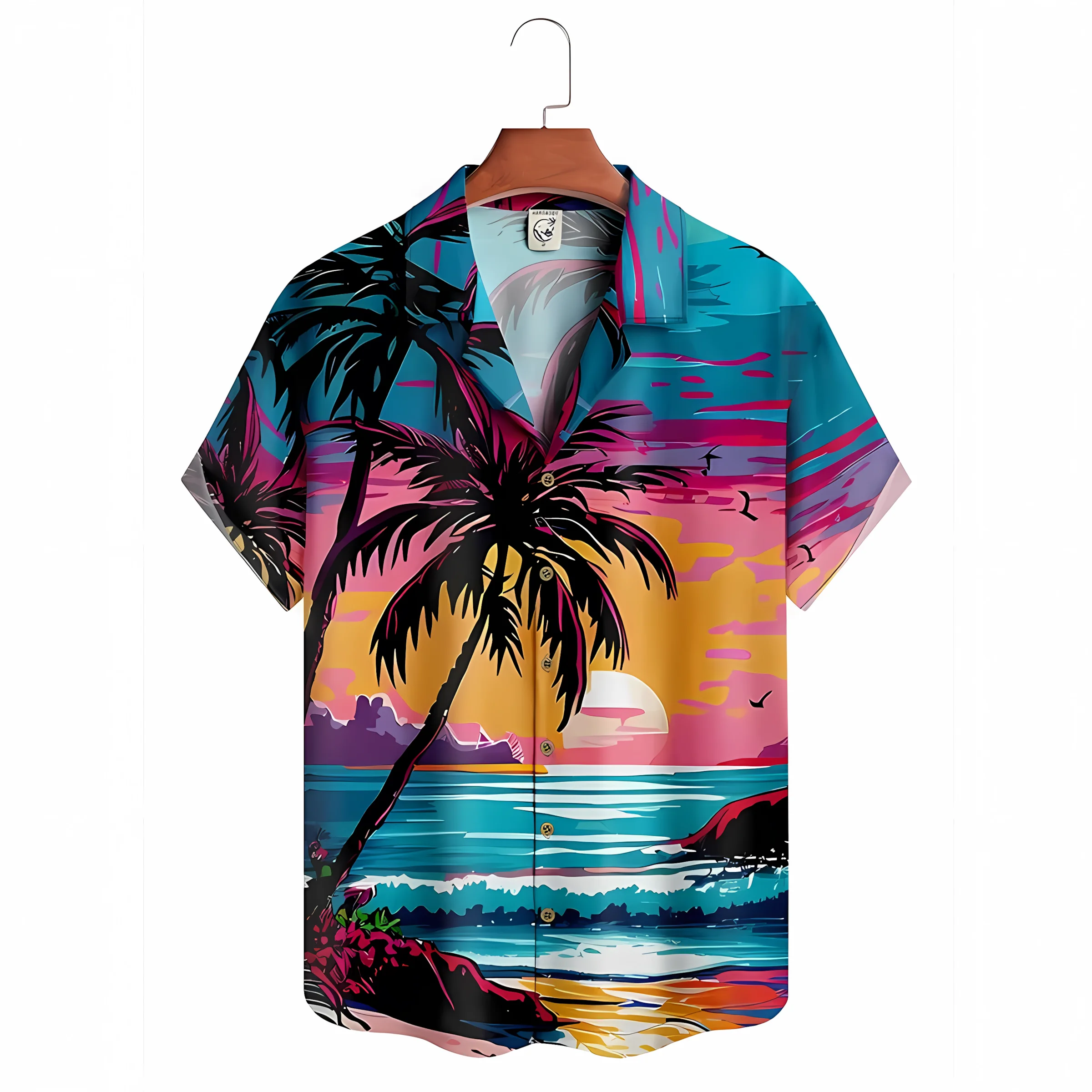 

Новая летняя мужская рубашка 2026 года с коротким рукавом и 3D-принтом «Кокосовая пальма» — уличный повседневный стиль, комфортная и мягкая.