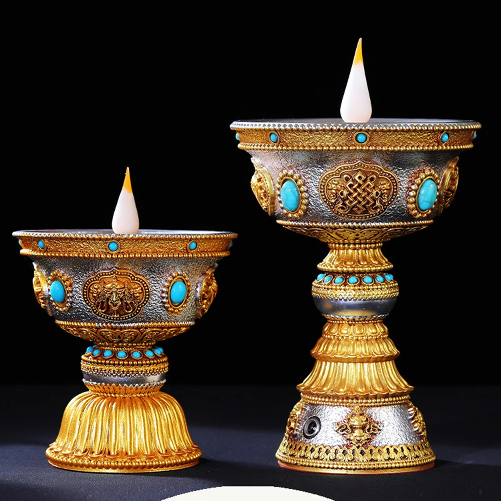 

Tibetan electronic butter lamp, Charging style LED Buddhist lamp, Home Eight-Auspicious Eternal Light, Buddhist Hall Ornaments