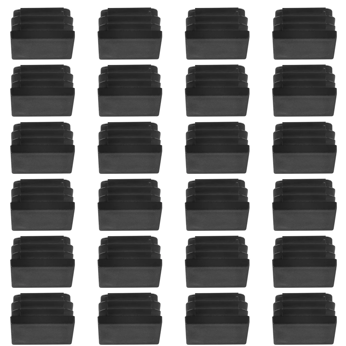 24 Pcs 30mm x 30mm Plastic Ribbed Square End Caps Tube Insert Black image 3