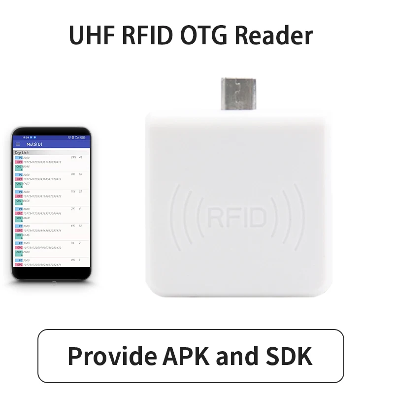 

860-960Mhz OTG UHF RFID Handheld Reader UHF Micro-USB Mini RFID Reader for Android Phone Provide APP SDK