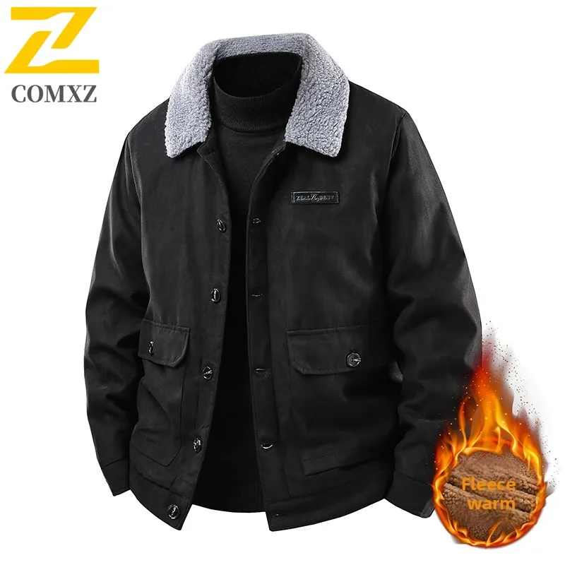 

Corduroy Men Jacket 2025 Autumn Winter Item Fleece Thickened Warm Workwear Lapel Jacket High-quality Outdoor Casual Button Coat