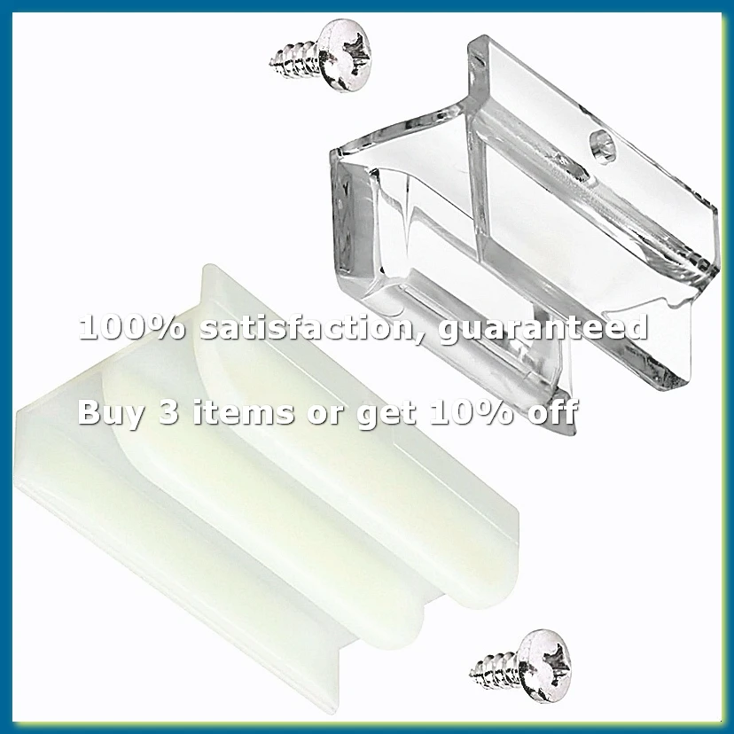 2-Size M6219 Sliding Shower Door Bottom Guide Combo Pack-Rails for Glass Shower Doors Fits 1/2in & 3/8in Glass Thickness-A49I