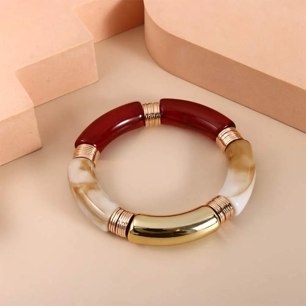 Retro Style Stretch Bracelet Hot Sale Temperament Marble Grain Acrylic Bracelet For Women Jewelry Accessories