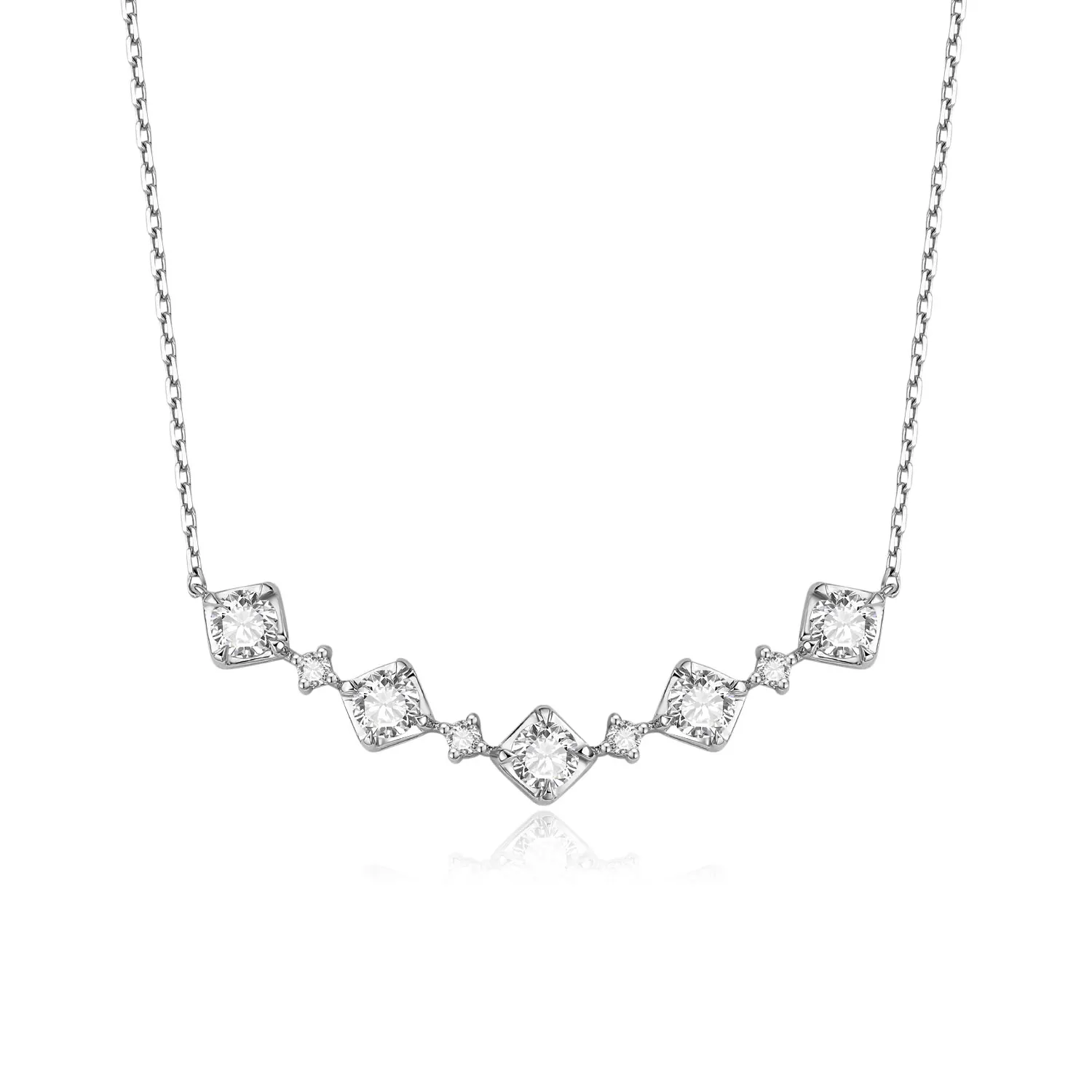 

NGIC/NGTC Lab Grow Diamonds Women Necklace 18K White Gold Elegant Charming Jewelry