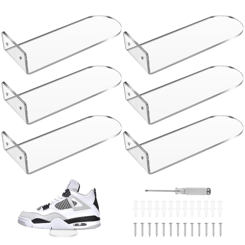 

Floating Shoe Display Shelves For Wall Mount Set Of 8,Clear Acrylic Floating Shelves For Showcase Sneaker Collection