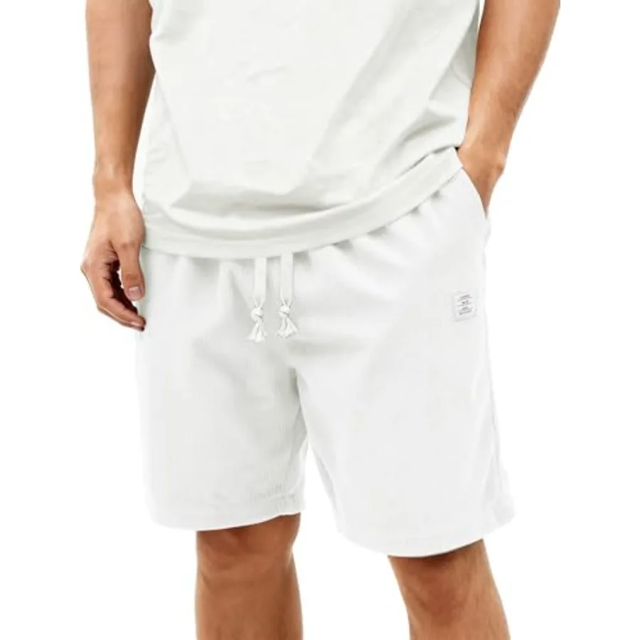 

Мужские вельветовые шорты HOTake, повседневные, 7 дюймов, с эластичным поясом на шнурке, летние, пляжные, свободного кроя