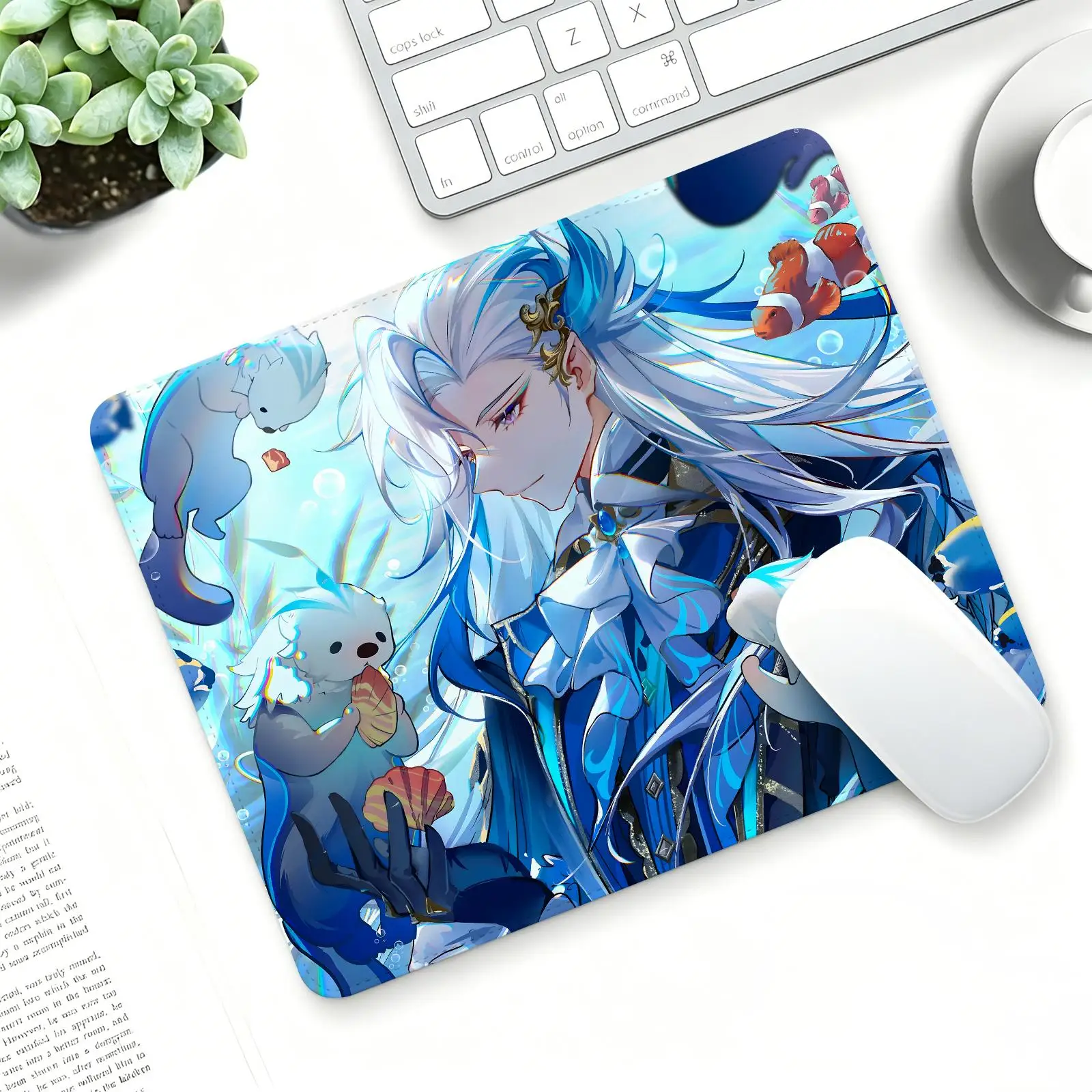 genshin impact Neuvillette Regular gaming mouse pad S/M/L size Office mouse pad Laptop desk mat Stitched edge mouse pad