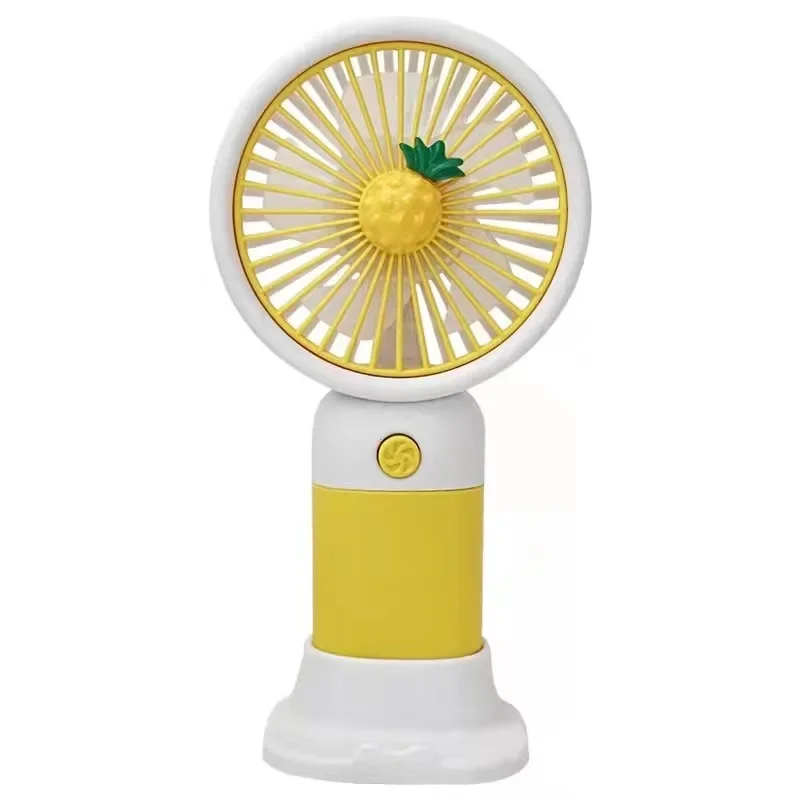 Handheld cartoon mini fan, student desktop fan, USB charging, fruit, various styles and colors, summer