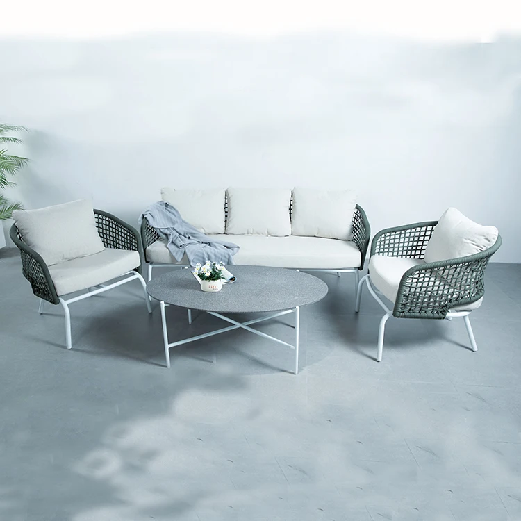 

Patio Aluminium Sofa Set Waterproof Rope Weaving Used Garden Outdoor Furniture Set With Wholesale Price