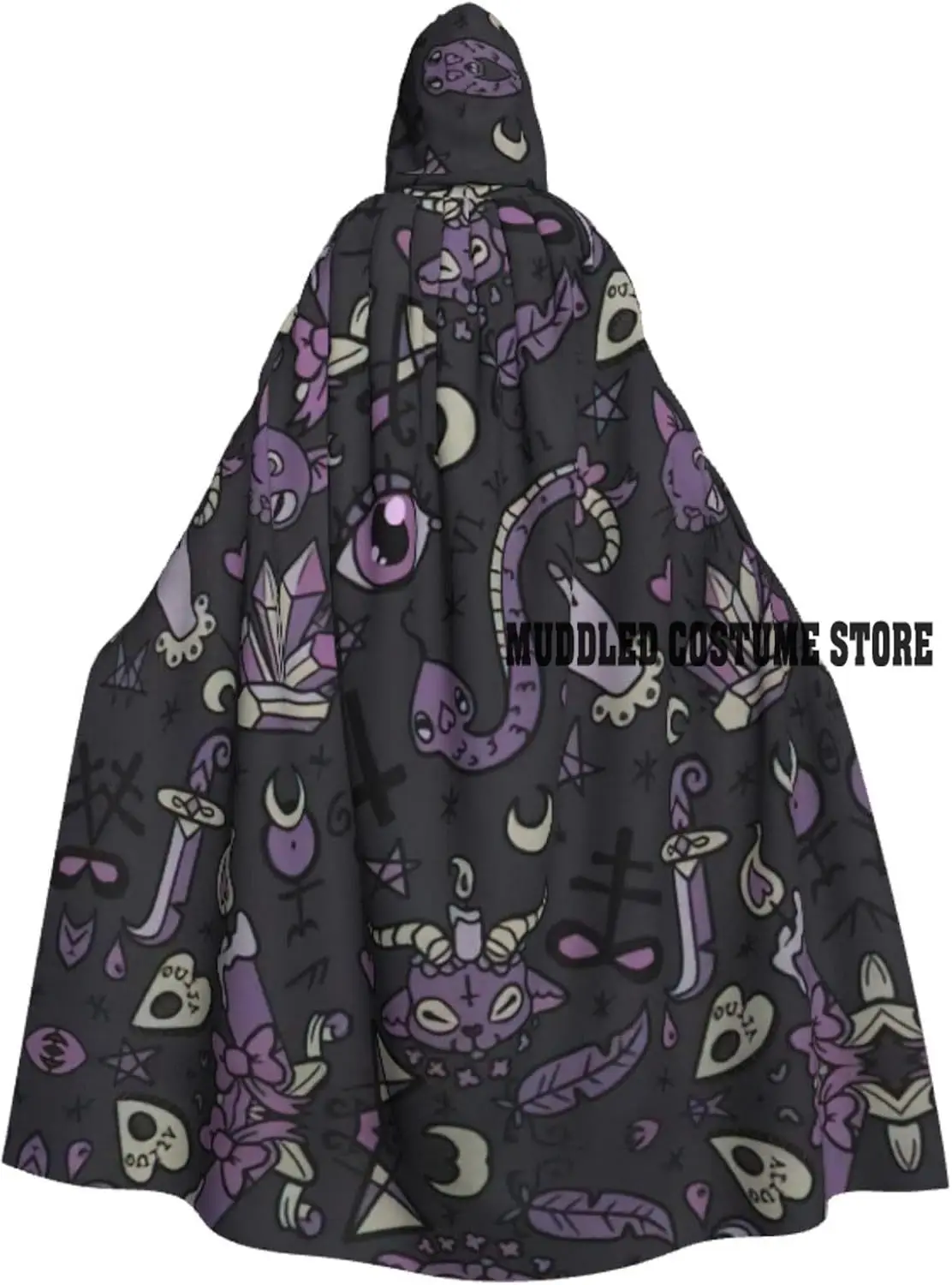 

Фиолетовый, черный готический жуткий плащ-накидка для взрослых, плащ с капюшоном для женщин и мужчин, костюмы на Хэллоуин, Рождественский косплей