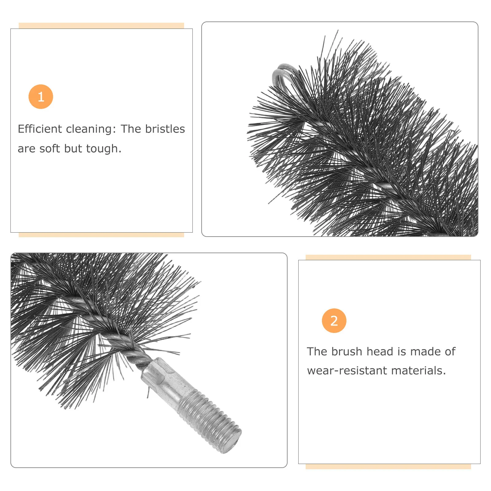 2Pcs Chimney Brush Wire Fireplace Pipe Cleaning Head Stove Dryer Vent Maintenance Tool Efficient Soot Debris Removal