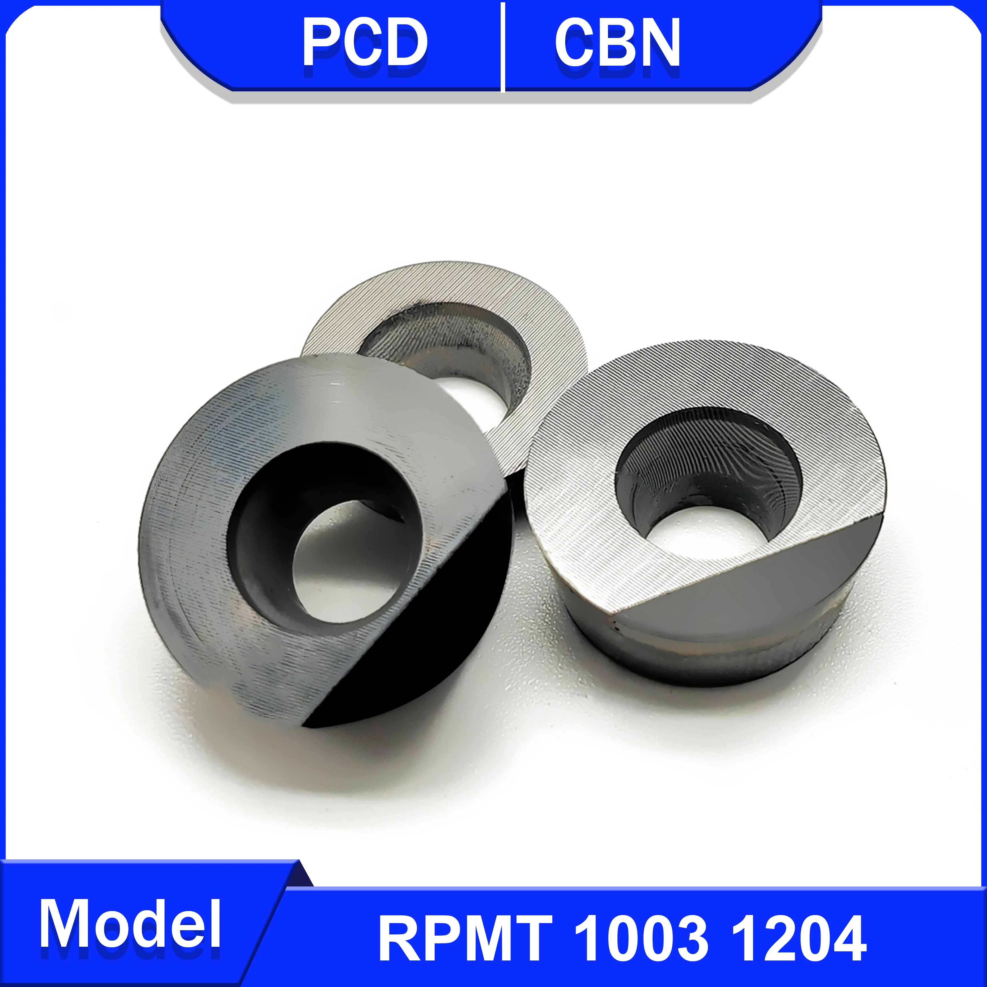 2PCS CBN turning tool RPMT1003 RPMT1204  for hard steel and cast iron PCD tool processing copper and aluminum RPMT