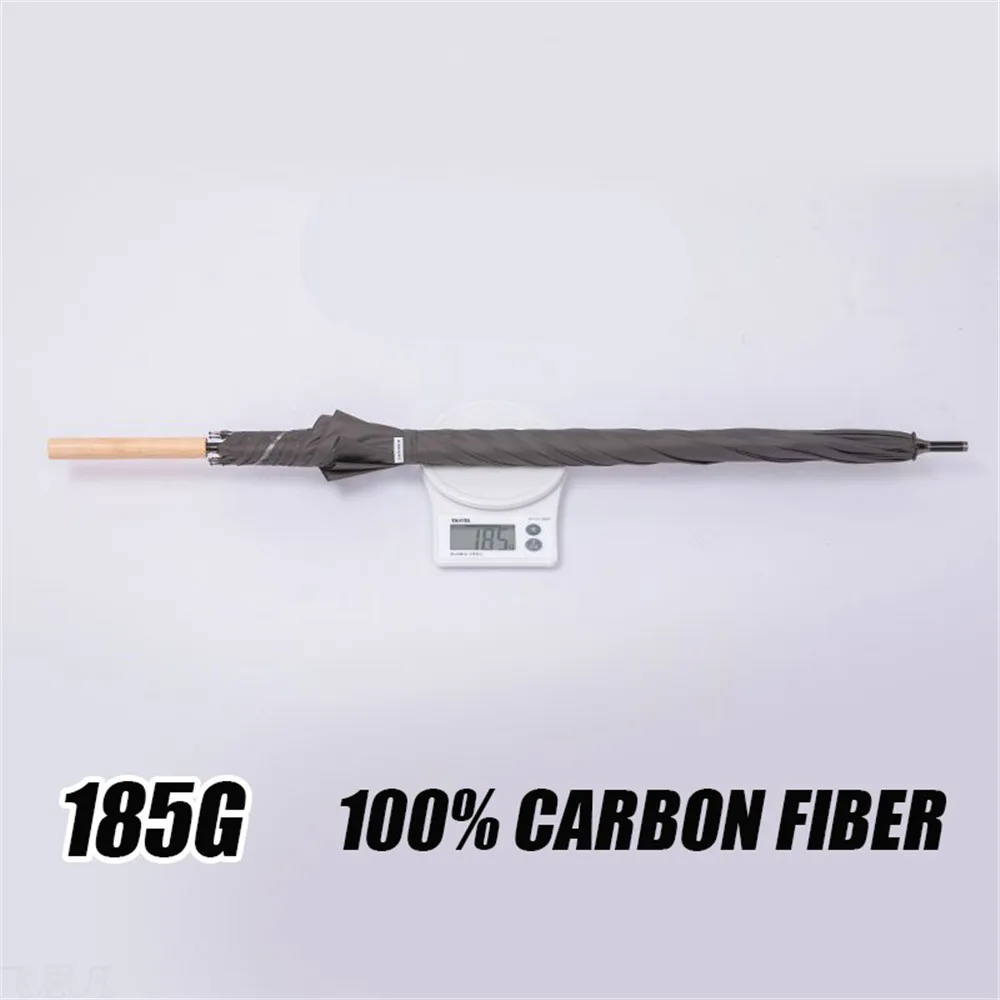 180g Carbon Fiber Long Handle Umbrella with Wood Handle UV Parasol Umbrella for Man Woman Gift