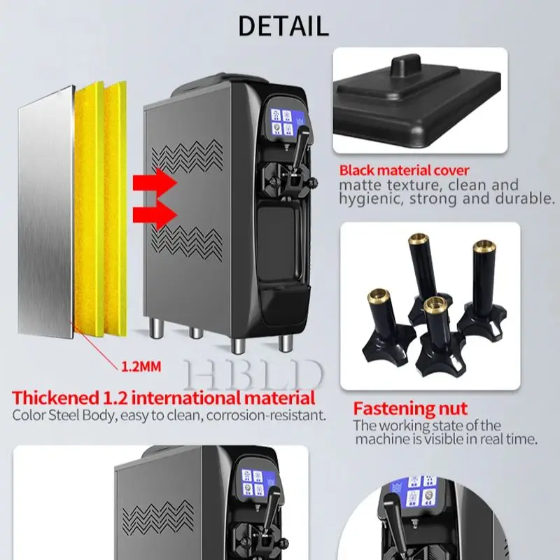 

Commercial Desktop Ice Cream Machine For Sale With a Single Flavor, Stainless Steel Sundae With Air Pump