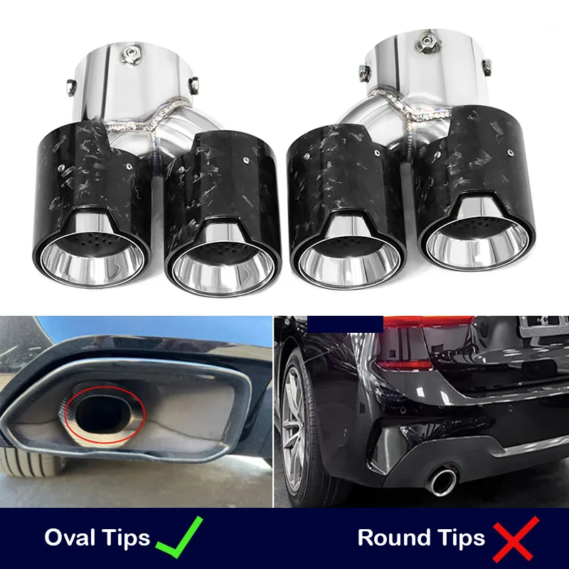 Car Exhaust Tip Carbon Fiber Quad Compatible With BMW G20 G21 M340