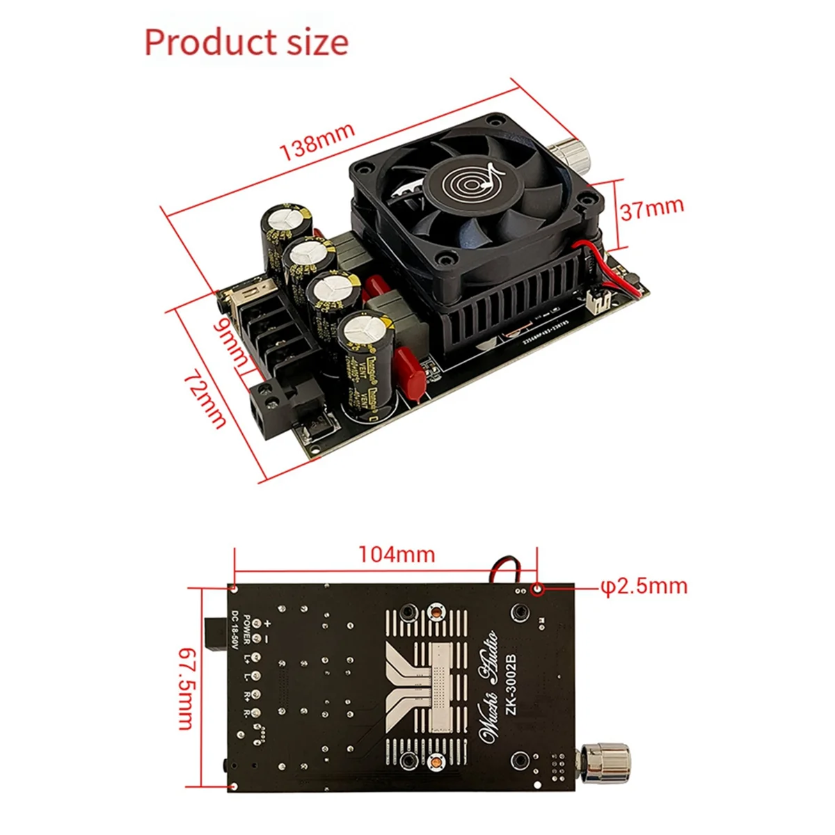 

ABJU -3002B Digital Audio Power Amplifier Board TPA3255 Stereo Amp 300Wx2 2.0 Dual Vocal Tract Sound Amplifier