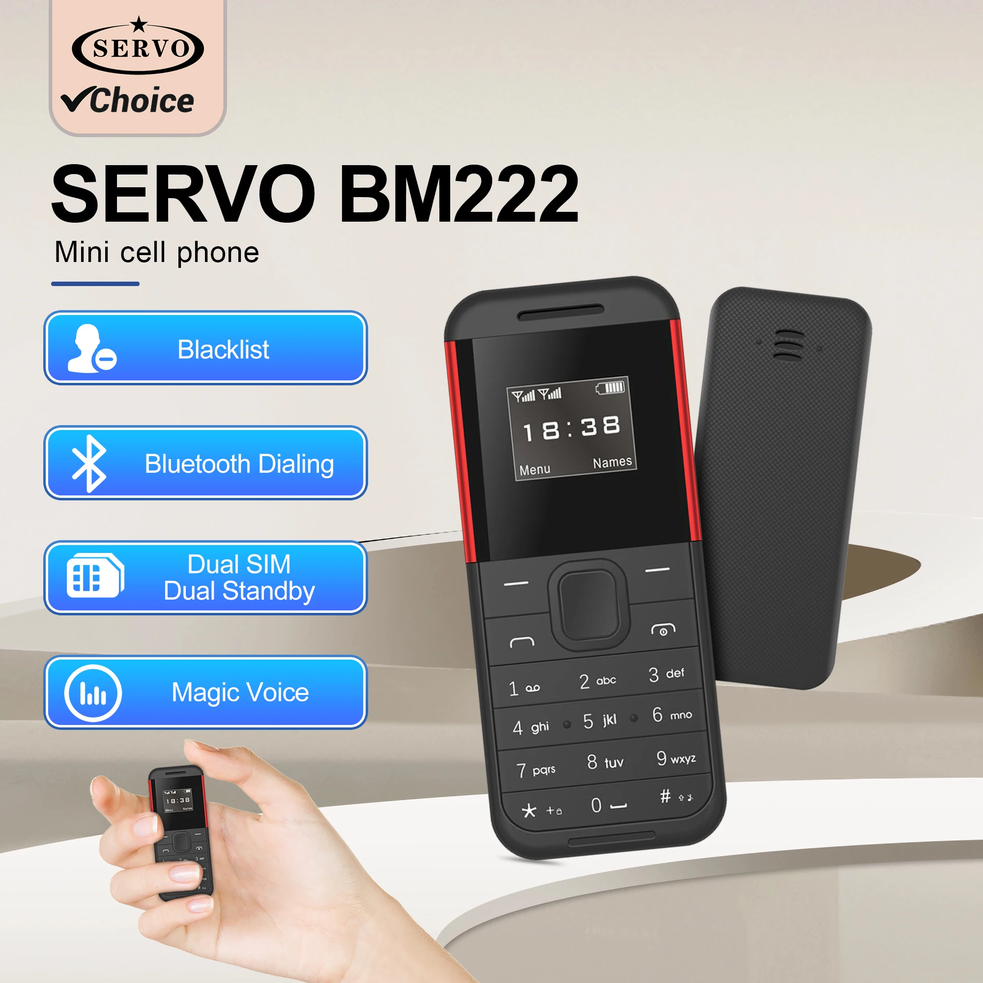 مبيعات السعر المنخفض 2G هاتف محمول صغير 2 بطاقات SIM الاتصال الهاتفي بلوتوث ماجيك صوت مسجل المكالمات التلقائية تشغيل الموسيقى زر صغير الهاتف المحمول