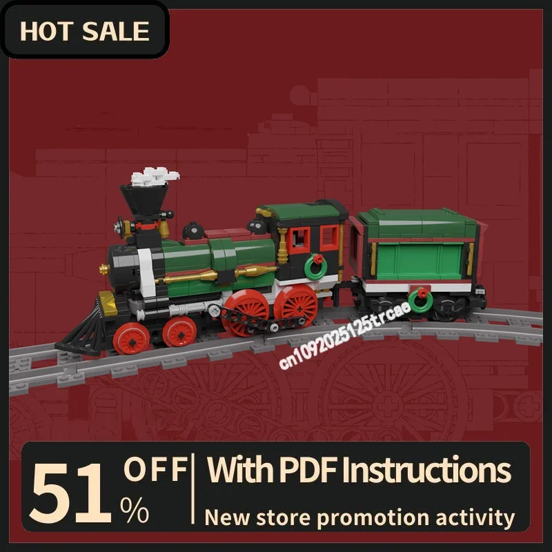 New 491PCS Moc Train City Vehicle Accessories Motorized Improved Christmas Model Custom Puzzles Diy Creative Ideas Toys Gifts