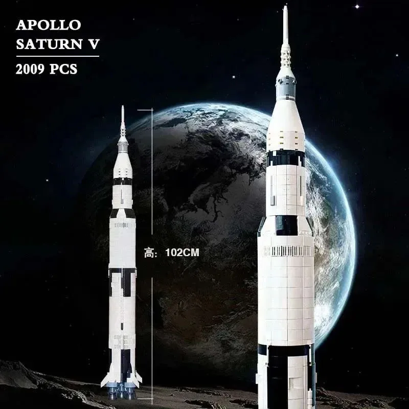 1969PCS Apollo Saturn V Building Blocks Model Space Rocket Assembly Bricks Toys Birthday Christmas Gifts 21309 92176