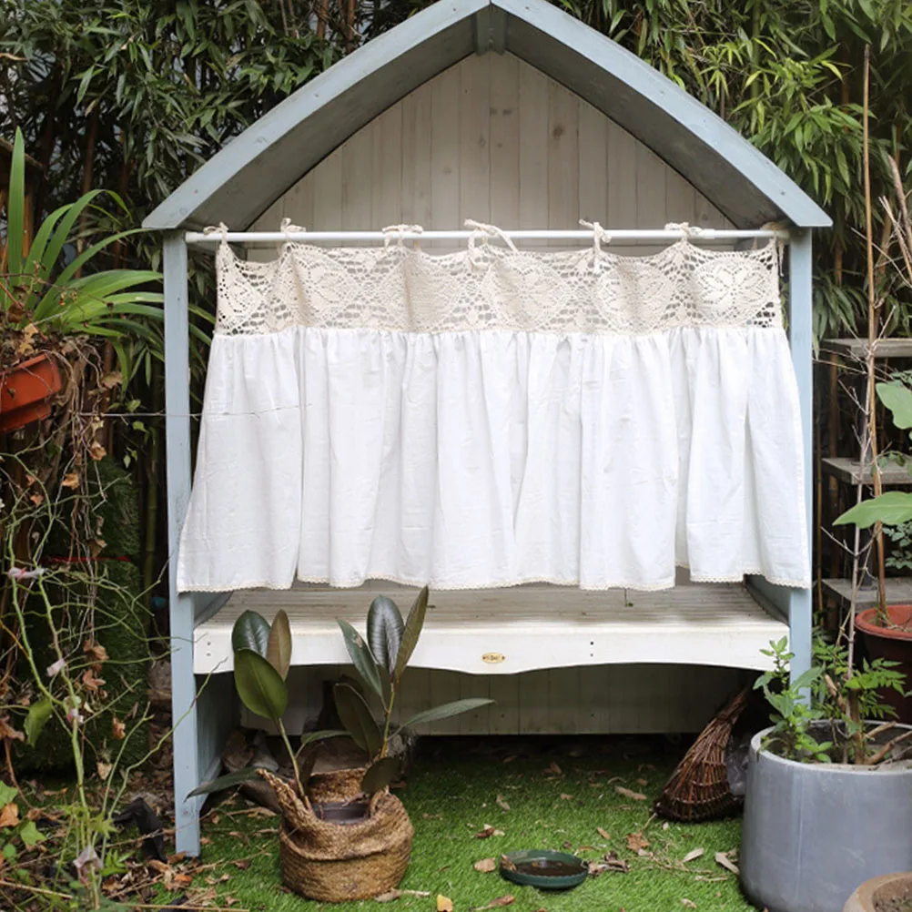 

Cotton Curtains Short Window White Doors and Windows Embroidered Blend for Small