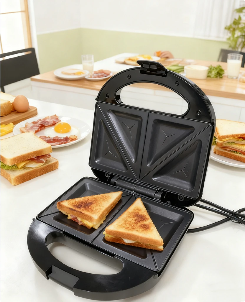 

Hot Sale Professional 3-in-1 Non-Stick Multifunctional Bread Sandwich Maker Individual Electric Household Use Waffle Feature