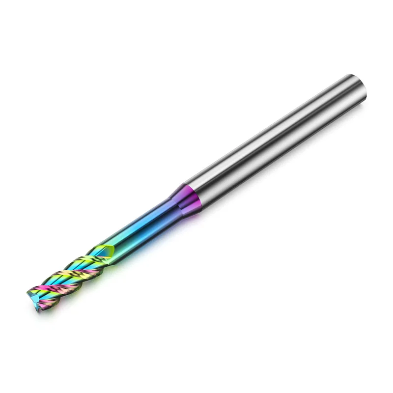 HUHAO 3 المزامير الملونة الأخدود العميق قاطعة المطحنة 4 مللي متر عرقوب DLC طلاء راوتر بت كربيد CNC Endmill أداة للألمنيوم والنحاس