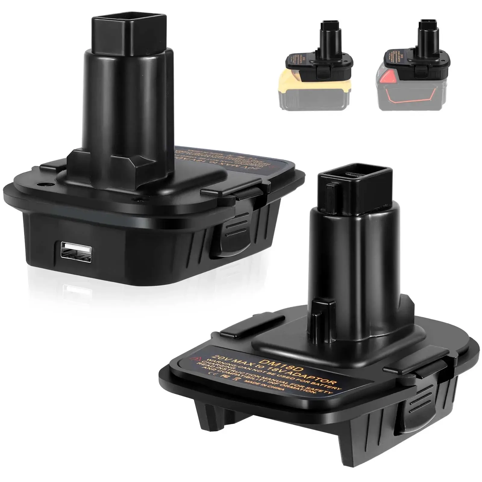 DM18D Battery Adapter For Dewalt and Milwakee  20(18)V Li-Ion Battery Pack Convert To Dewalt Nickel Tool
