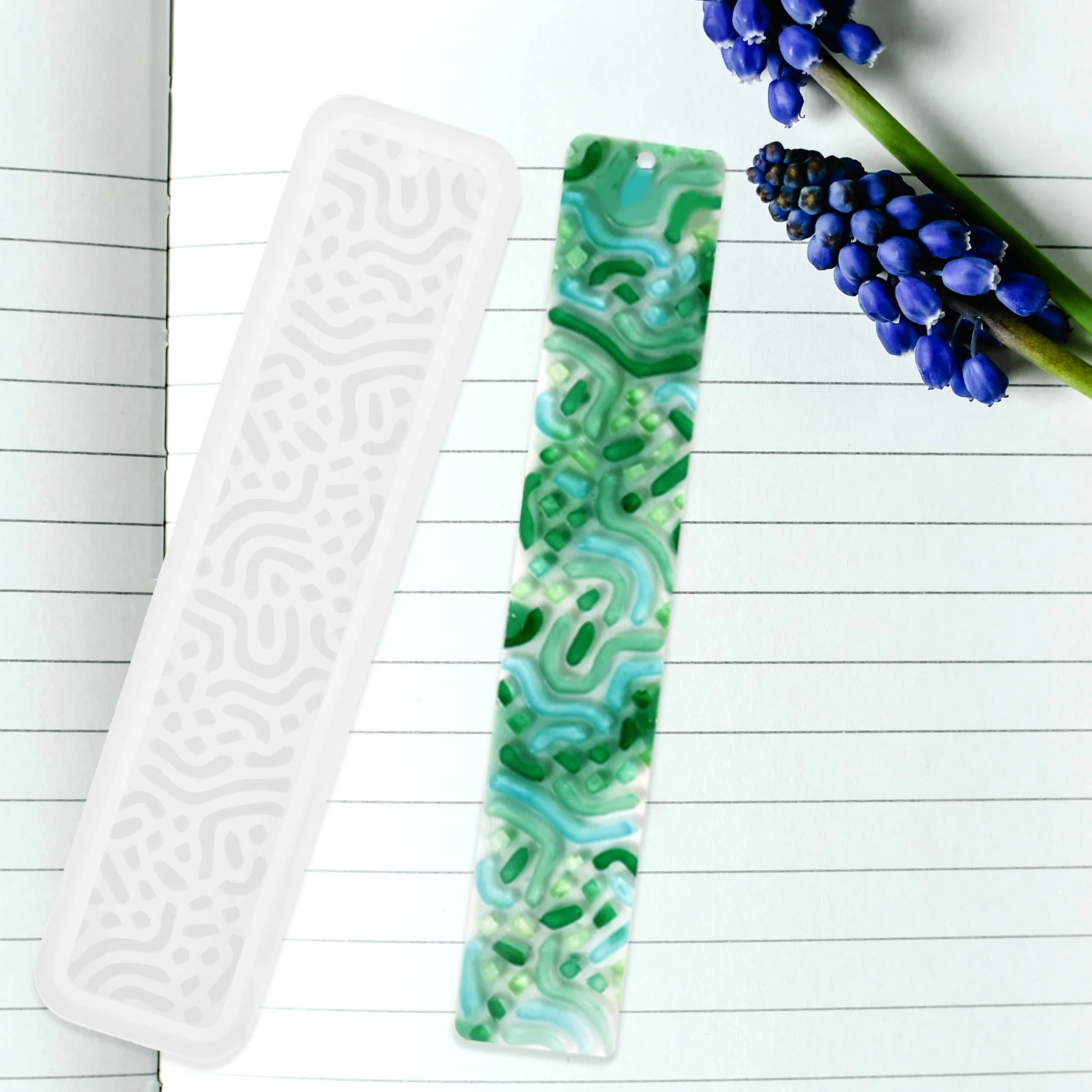 

2pcs Silicone Resin Mold Rectangle Stripe Texture Epoxy Casting Mold For Making Diy Craft Tool Students Present Bookmark