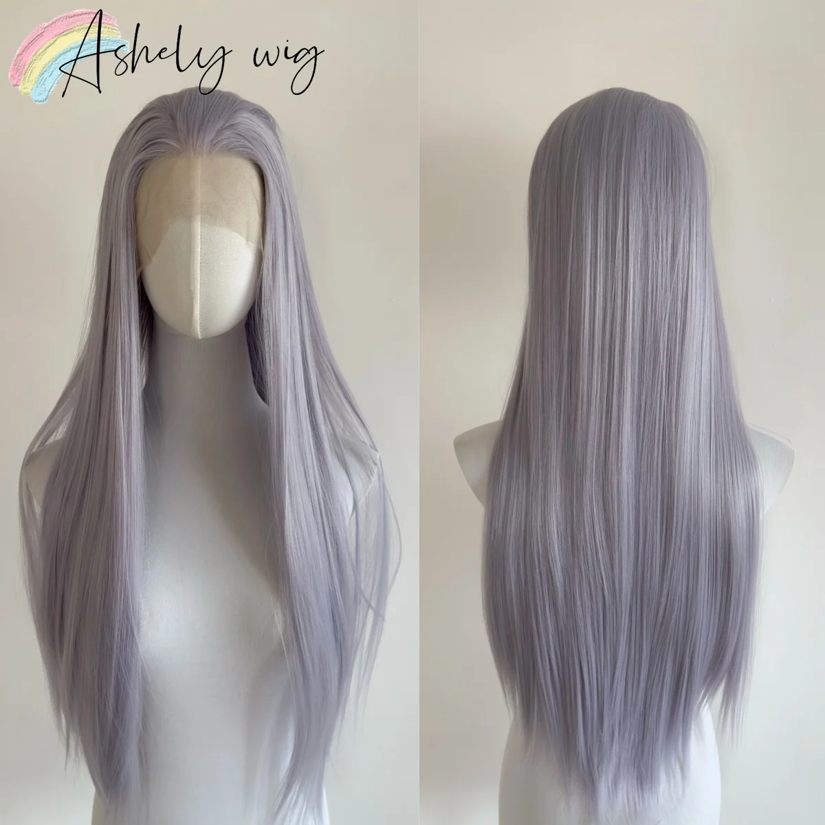 

Lavender Wig 13*4 Lace Frontal 26inch Long Straight Wig for Women High Temperature Fibers Natural Looking Synthetic Wigs Cosplay