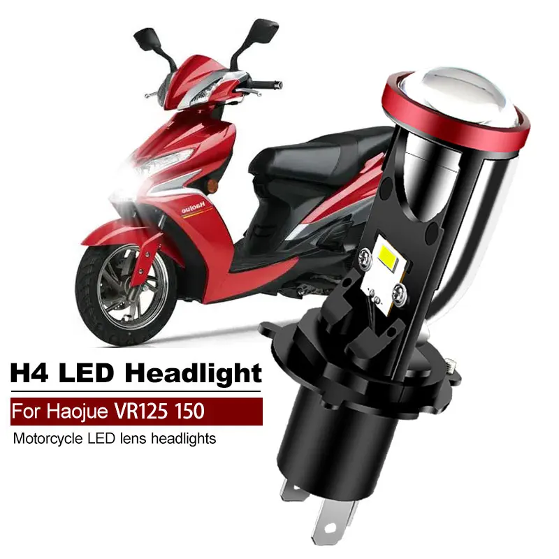 1PCS FOR HaoJue VR150 25W 6000K White Motorcycle Accessories H4 LED Lens Headlight CANbus High Low Beam HS1 MOTO Lamp