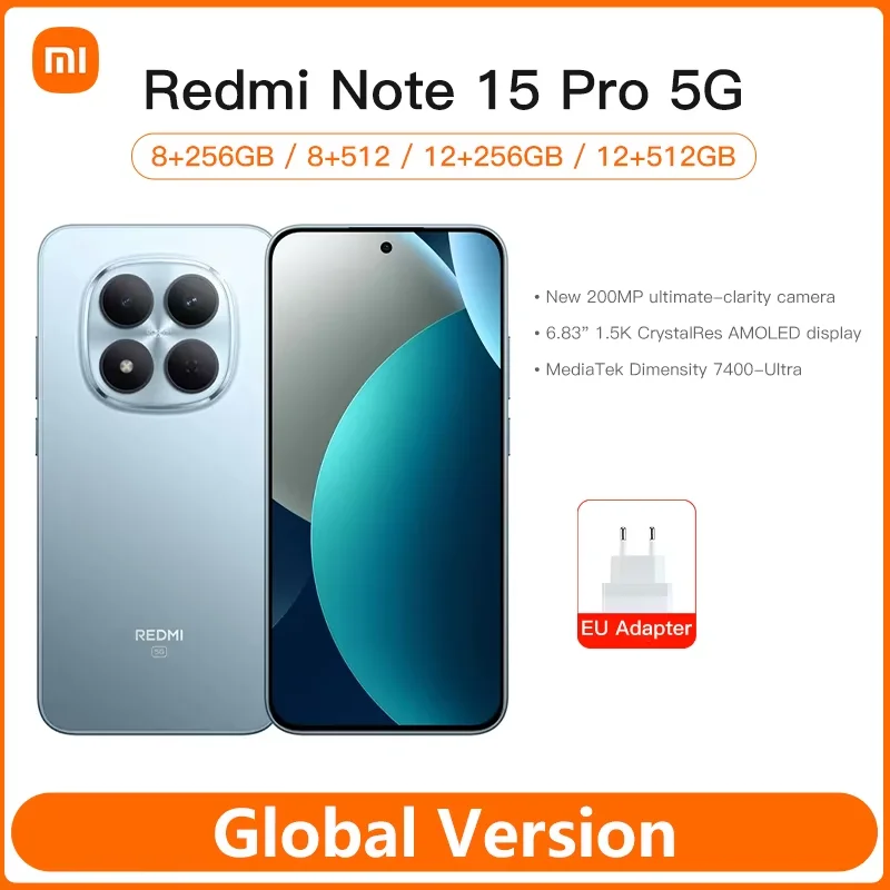 Xiaomi  Redmi Note 15 Pro 5G Global Version MediaTek Dimensity 7400-Ultra 6.83"AMOLED display 200MP main camera Mobile Phones