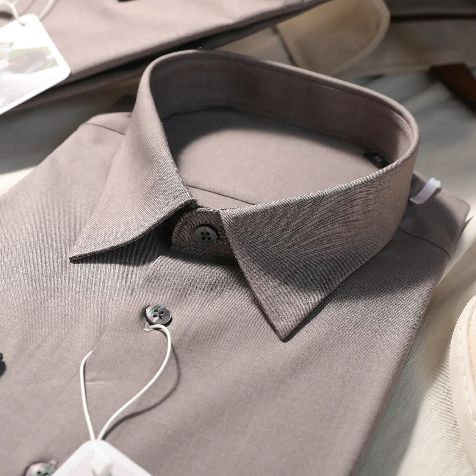 26 spring and summer new high-end old money style business casual cashmere blended long-sleeved shirt