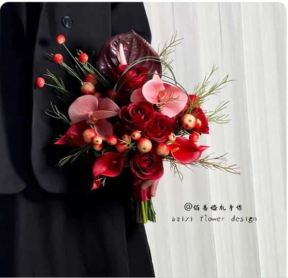 

Hand-held flower waterfall wedding artificial flower photography and shooting props hot girlfriends gift