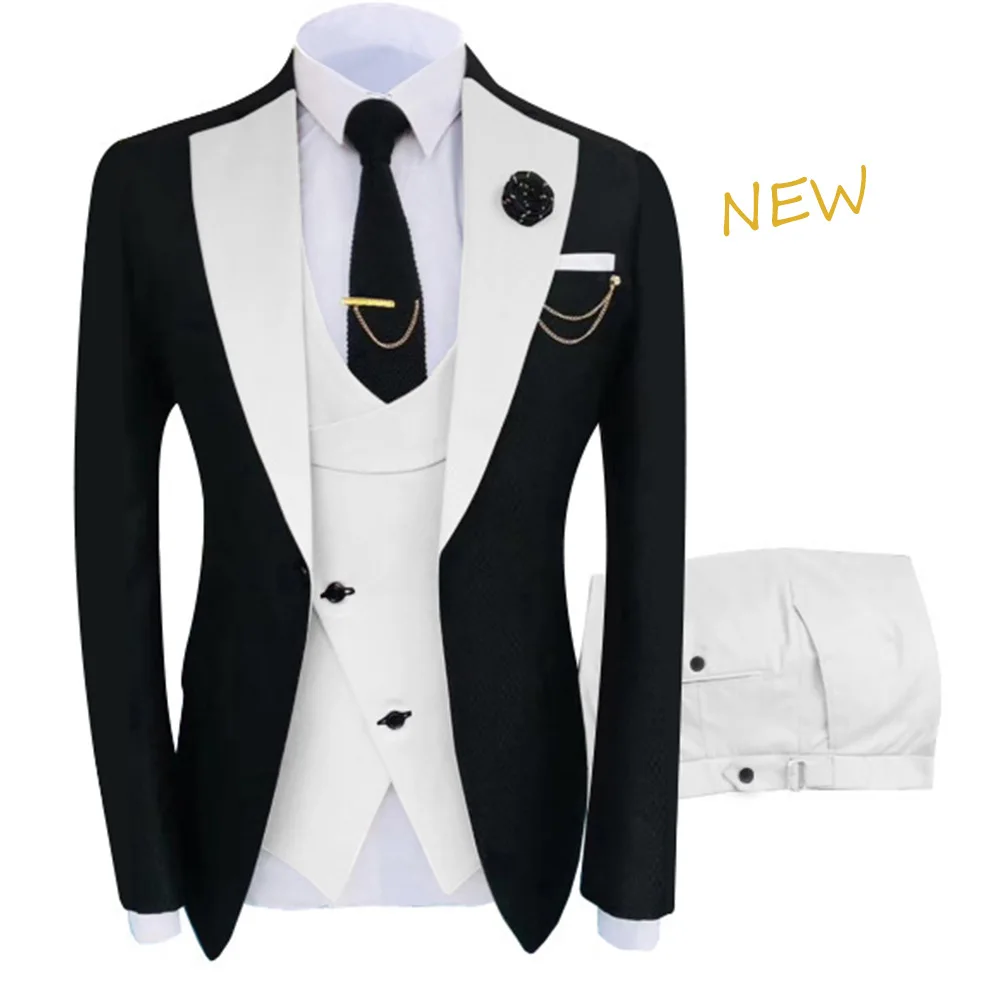 D178New Wedding Suit Set for Men's Large Three Piece Dress - Slim Fit Bridesman and Groom