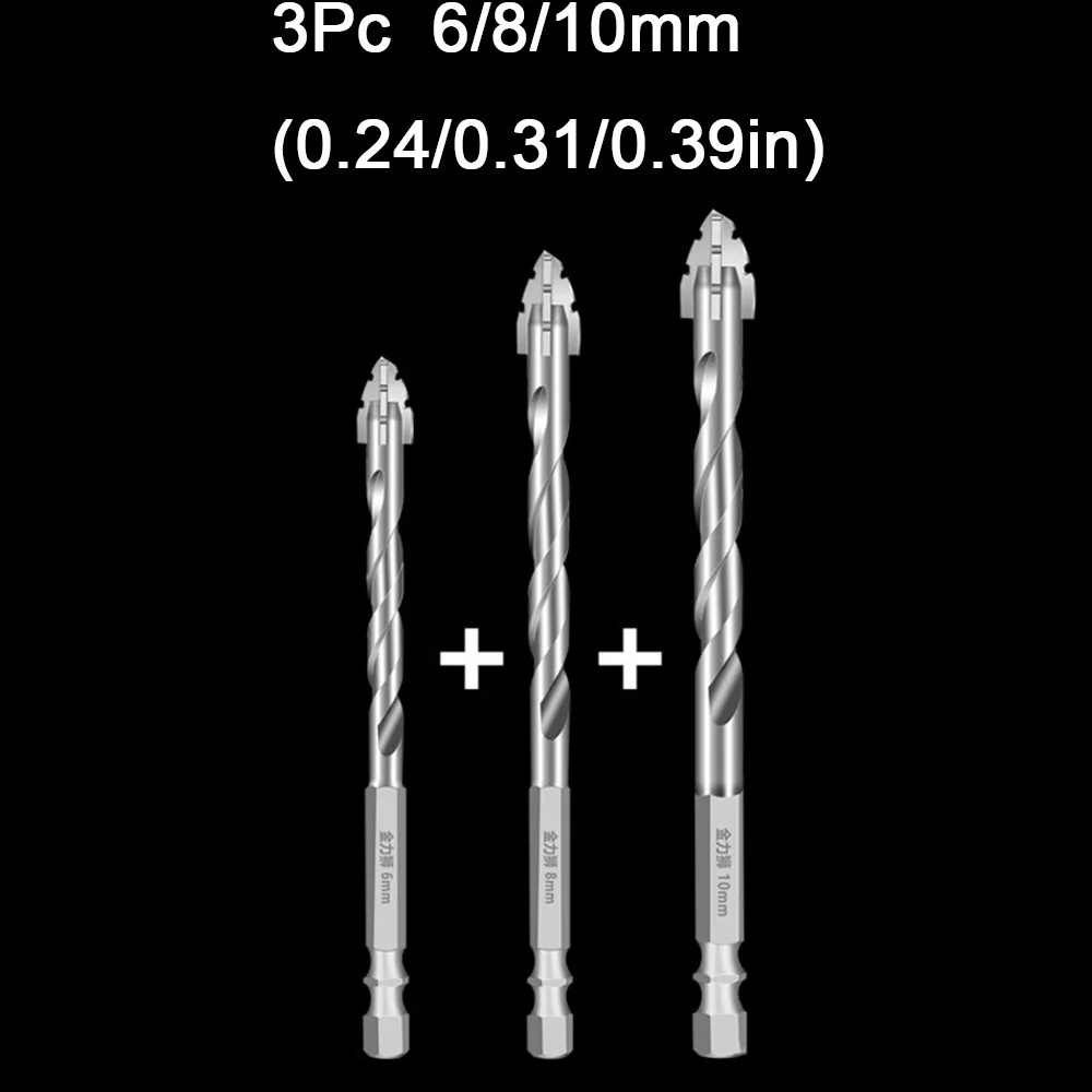 

6/8/10/12mm Drill Bit Set Eccentric Anti Slip Hex Shank Cross Serrated Drill Bits Set Precision Drilling Four Edged