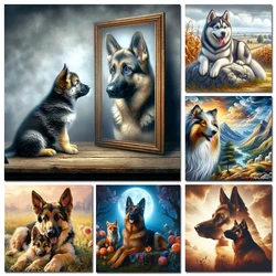 DIY Diamond Painting Dog Complete Kit Mosaic Cross Stitch Animal Full Drill Embroidery Fantasy Wall Decorations Living Room