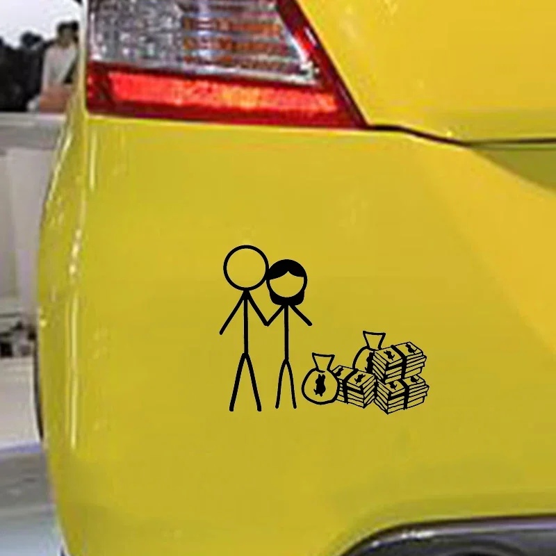 15*12.1cm couple's money-themed personalized design car window bumper motorcycle accessory decorative vinyl car sticker