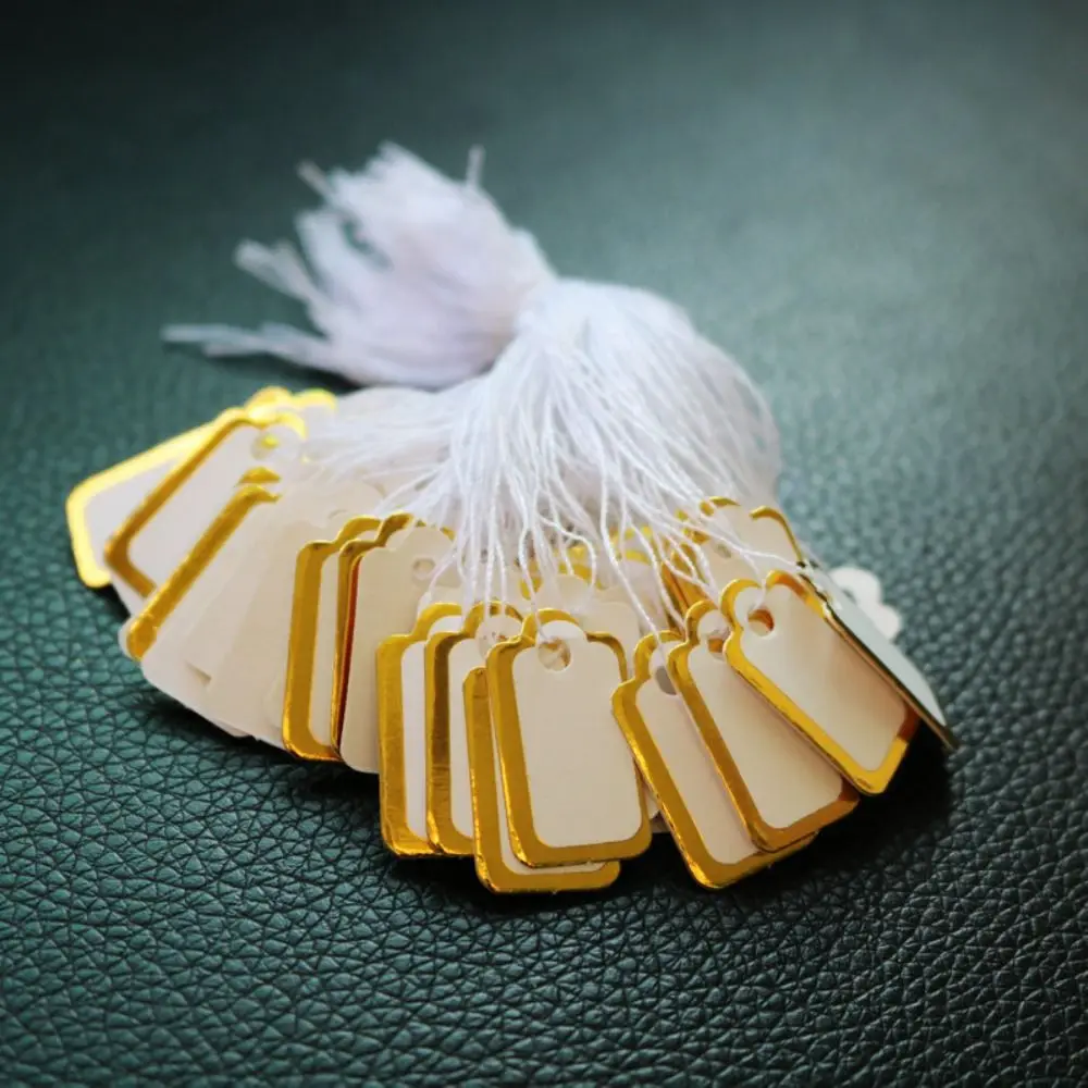 100PCS Round Rectangle Gold/Silver Edge Card Paper Jewellery Hangtags Hanging Tags Jewelry Price Labels Display Tool