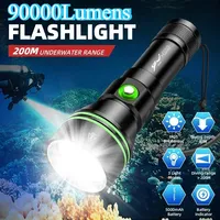 90000LM Super Bright Scuba Diving Flashlight XHP70.2 LED 26650 Battery Dive Torch 100M Underwater IPX8 Waterproof Dive Lantern