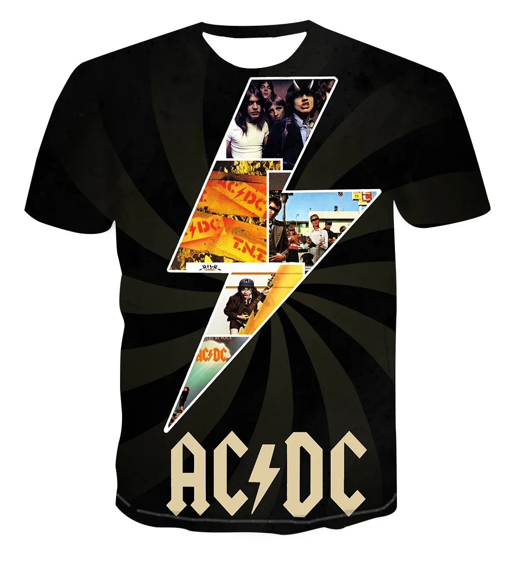 2025 Hot Sales Summer  AC/DC Rock Band High Quality 3D Printed Simple Classics Couple Tees for Men/Women Short Sleeve T-shirt