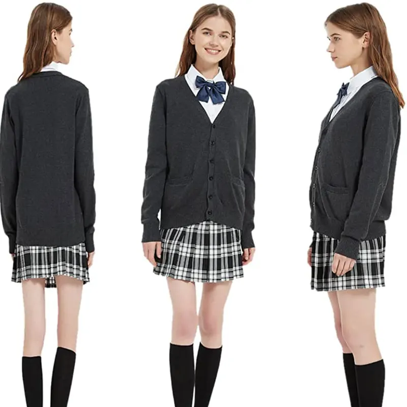 日本の学生用長袖カーディガン,コスプレ,学校用,アニメ,制服,長袖,Vネック,ジャケット