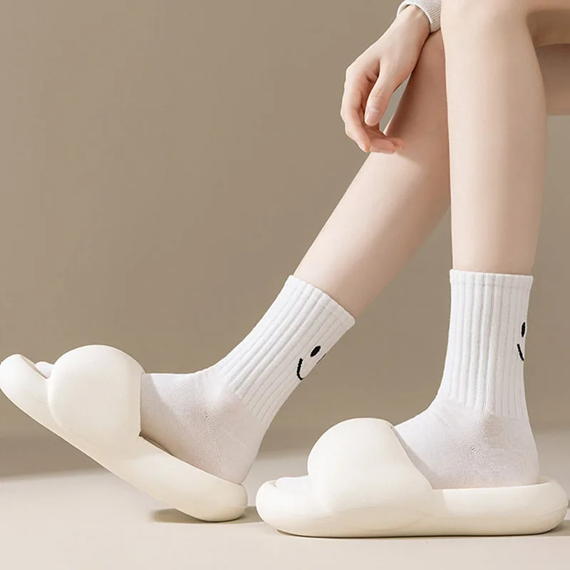 Sports Pure Color Couples Socks Breathable Sweat-Absorbing Soft Comfortable Mid-Calf Socks Easy Fashionable Elastic Casual Sox
