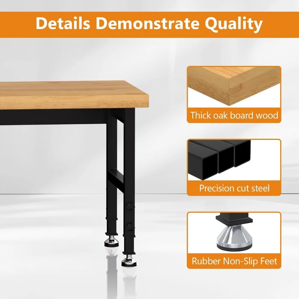 منضدة عمل من الخشب الصلب شديدة التحمل قابلة للتعديل، 48 طاولة عمل بسعة 2000 رطل لورش عمل المرآب #3