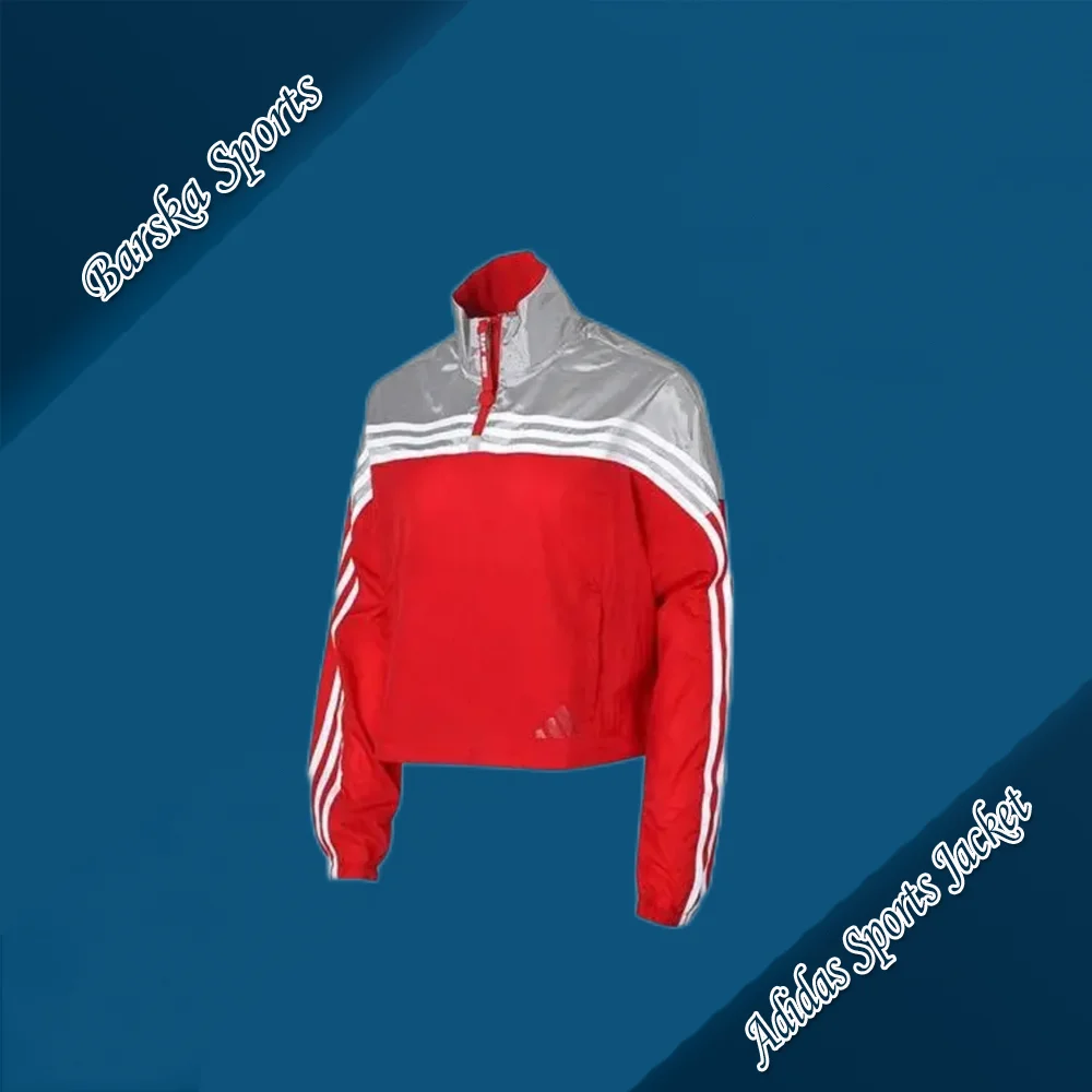 Adidas Urban Anorak Standing Neck Vintage Athletic Casual Men's and Women's Red Gray